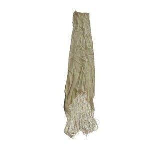 Rockins Plain Classic Skinny Fringed Embroidered Scarf in Ivory